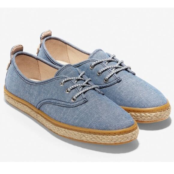 Cole Haan Cloudfeel Stitchlite Espadrille Shoes WMNS 5 Blue Lace Up Jute Wrapped - Picture 2 of 9